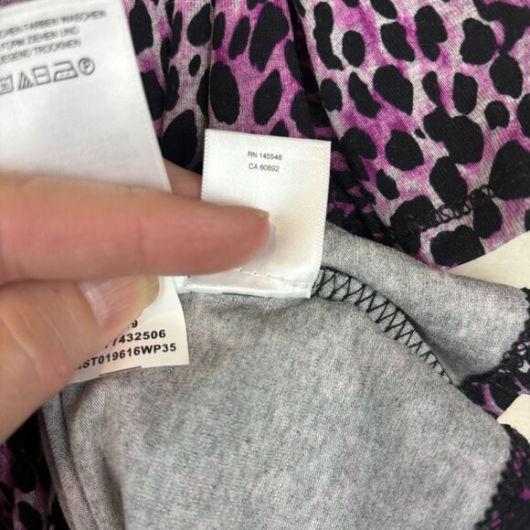 RACHEL Rachel Roy blouse, size 2X, cold shoulder, asymmetric hem, leopard print - Picture 11 of 12